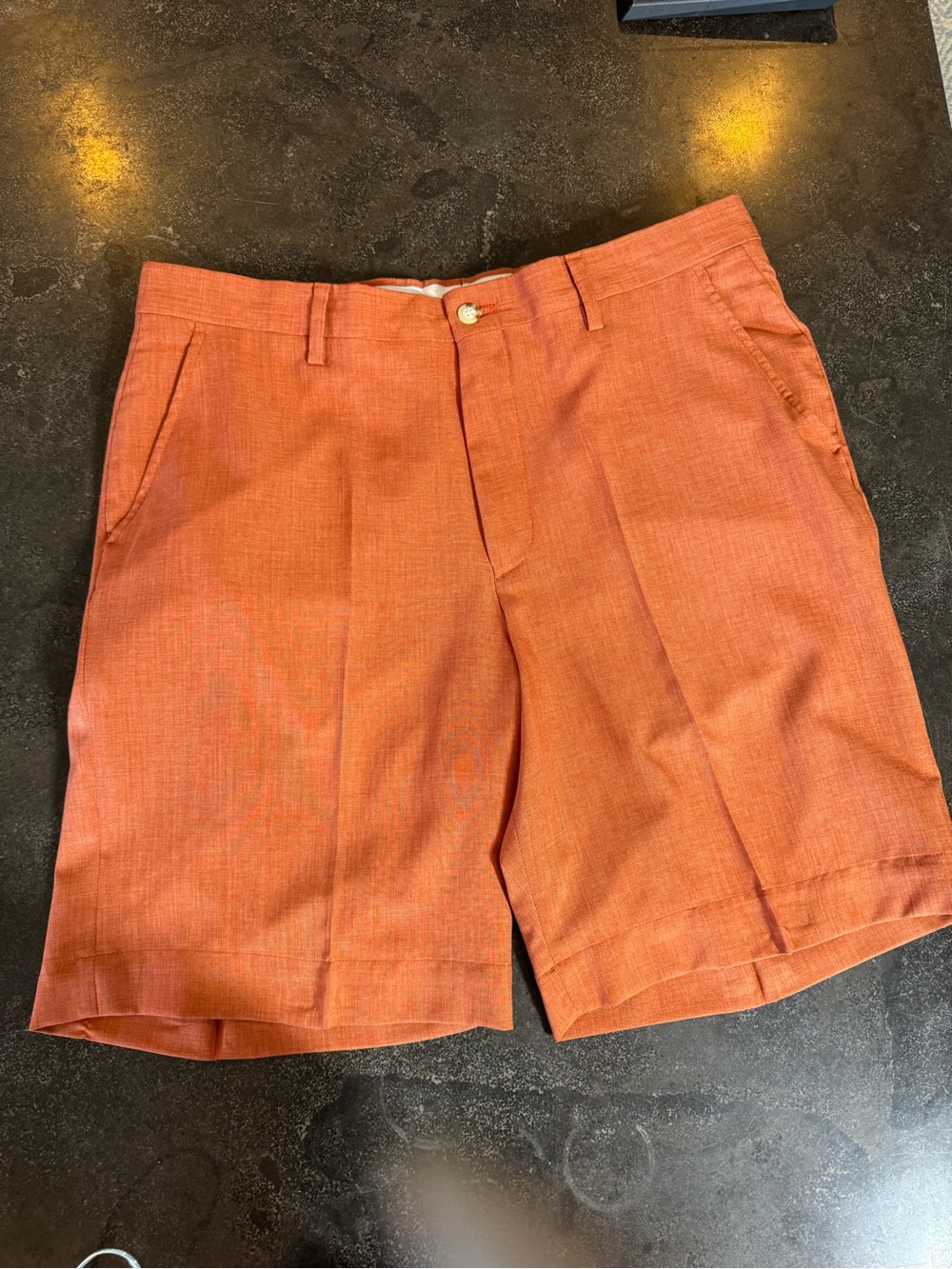 Tom James Flat-Front Shorts in Rust Orange Men’s SZ 34
